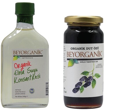 Beyorganik Organik Elma Suyu Konsantresi 245 gr ve Dut Özü 315 gr - 1
