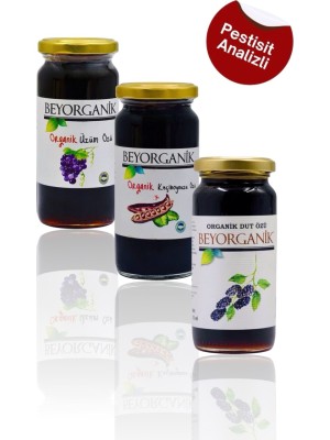 Beyorganik Organik Keçiboynuzu Özü Organik Dut Özü Organik Üzüm Özü 3'lü set (PESTİSİT VE AĞIR METAL ANALİZLİ)