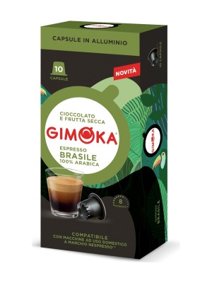 Gimoka Nespresso Uyumlu Alüminyum Kapsül Kahve Brasile 10'lu - Yoğunluk 8
