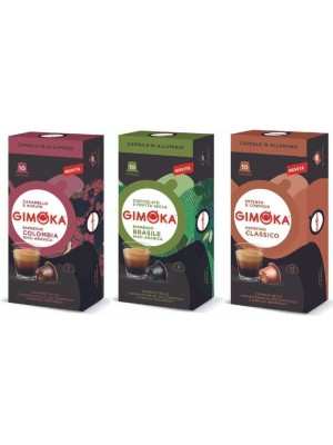 Gimoka Nespresso Uyumlu Alüminyum Kapsül Kahve 3'lu Set Classic Espresso + Brasile + Columbia