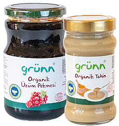 Grünn - Grünn Organik Tahin 300 gr + Üzüm Pekmezi 850 gr