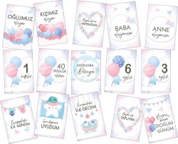 Mine Memory Bebek Anı Kartları 40 adet - Pembe - Mavi - 3