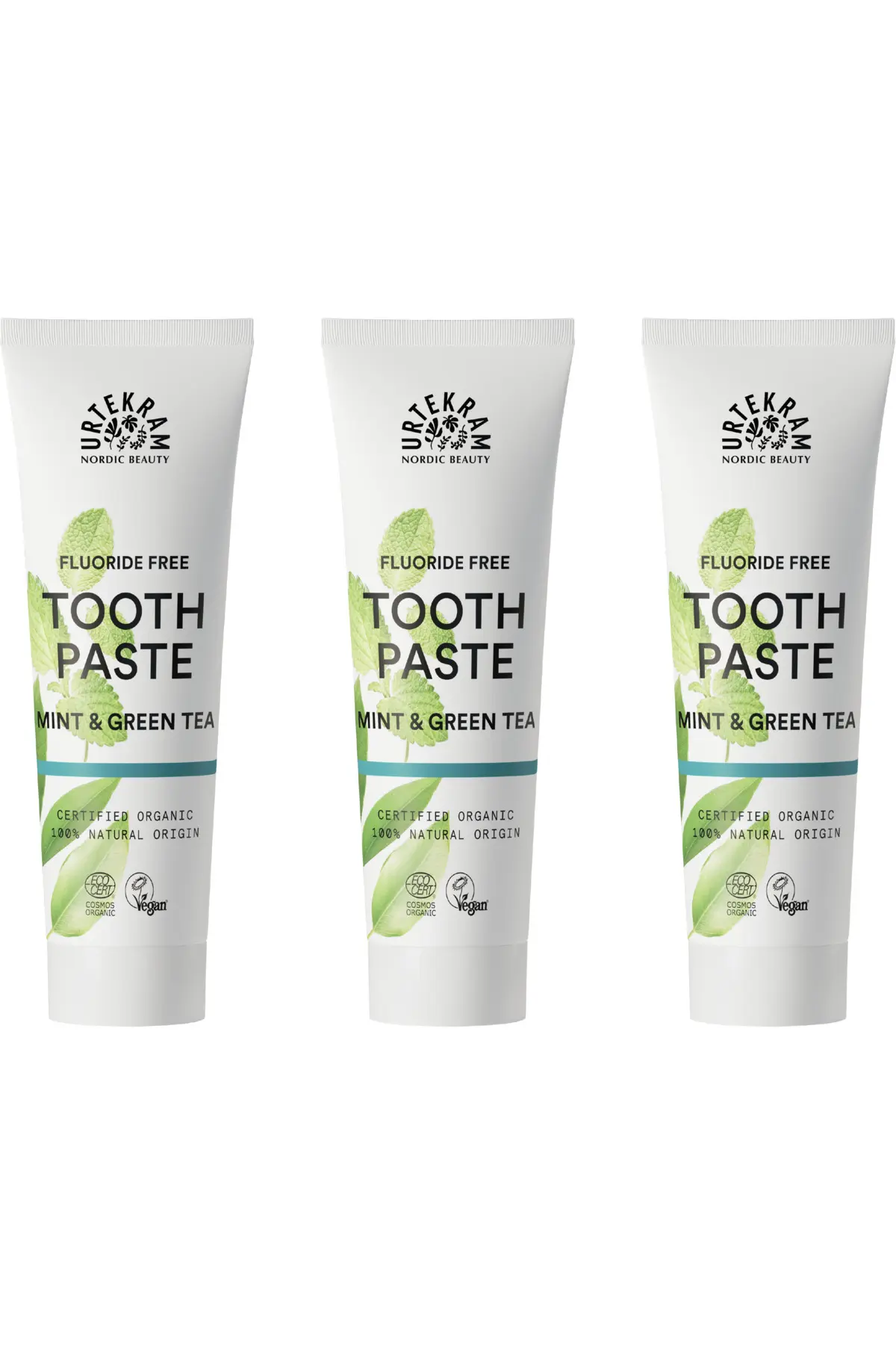Urtekram - Urtekram Organik Diş Macunu Naneli - Yeşil Çaylı 3'lü Avantaj Paketi (3x75 ml) 